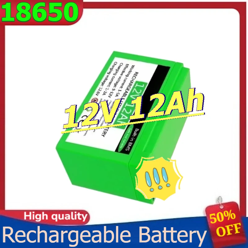 

18650 Battery Pack Lithium Battery Recharable Solar Storage Battery Electric Lighting for Electric Cars Golf Carts 12V 12Ah