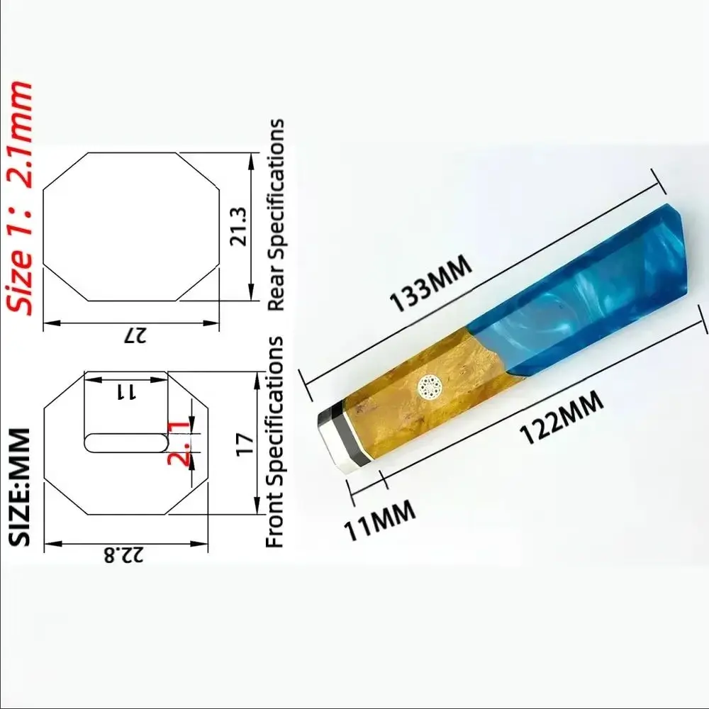 New Japanese Kitchen Knife Octagonal Handle Stainless Steel + Resin + Wood Knife Handle Fish Raw DIY Custom Knife Handle