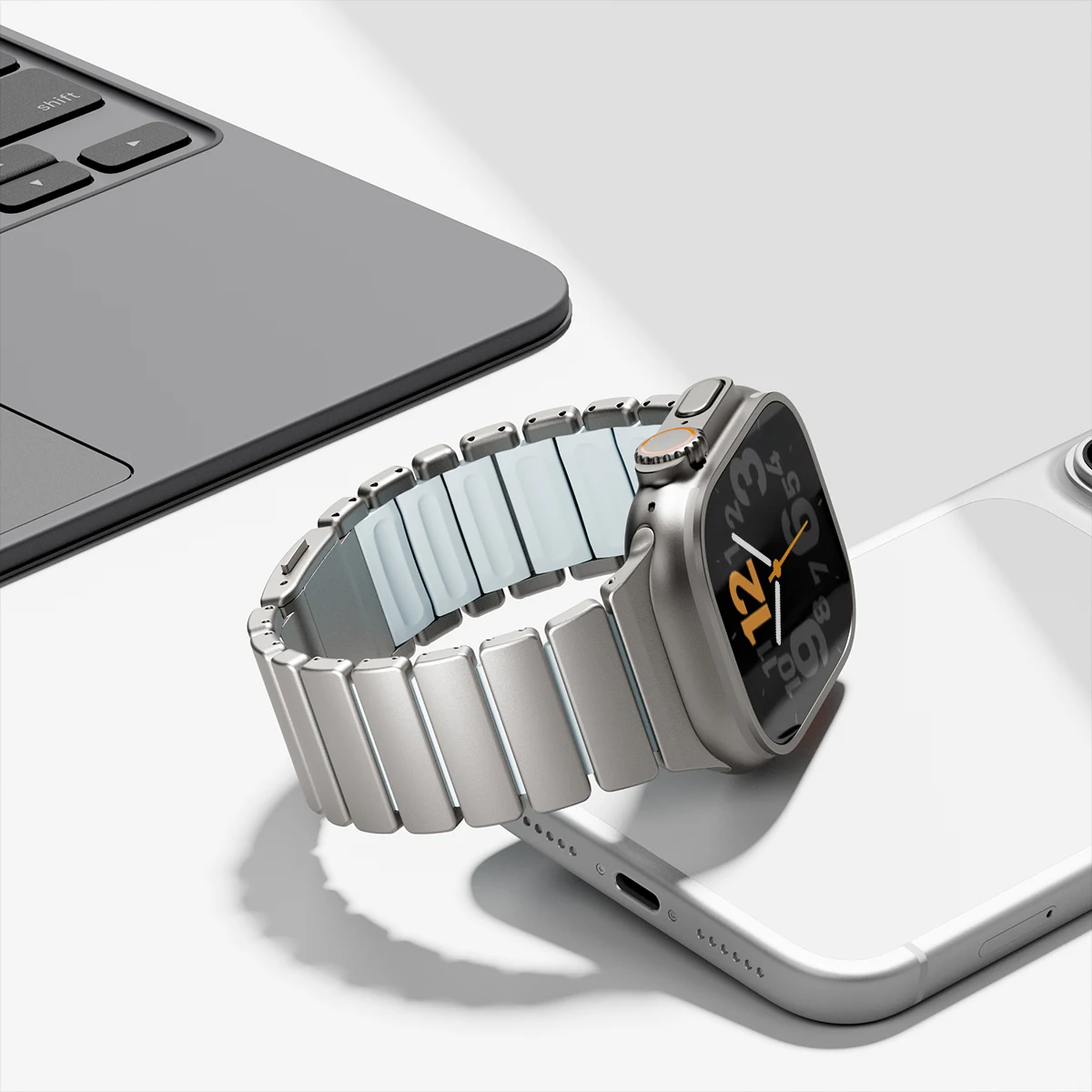 Silicone Magnetic Strap for Apple Watch Ultra 4/3/2 49mm Series 12/11/10 46mm Titanium Metal Band Iwatch 9 8 7 45mm SE3 44mm