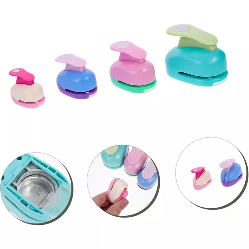 Assorted Circle Punch Set (8/16/25/38/50/75mm) - Vibrant Paper Craft Tool for DIY Scrapbooking & Card Making （Random Color）