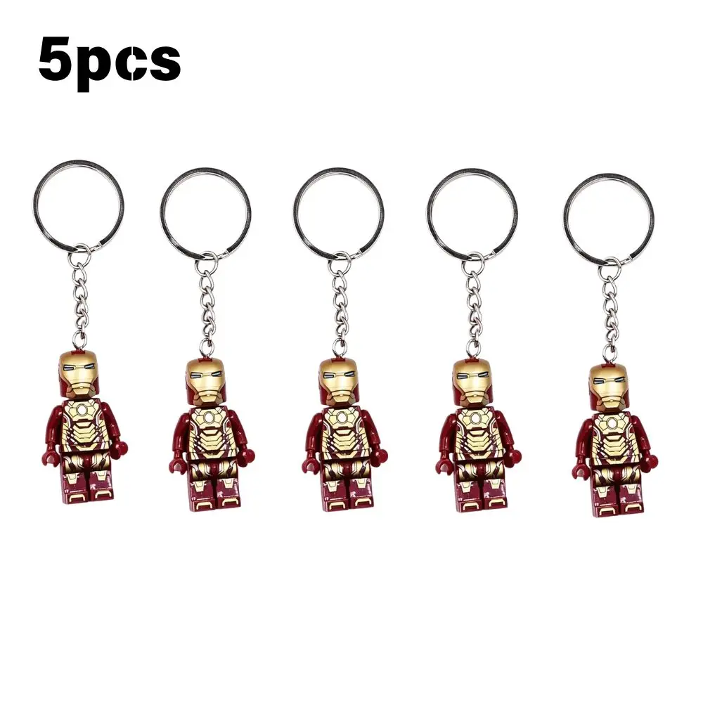 Kawaii Spider‑Man Iron‑Man Building Block Keychain Mini Action Figure Backpack Pendant Car Interior Ornament Cartoon Collectible view 6