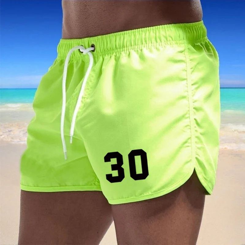 

Men Quick Dry Beach Shorts with Number 30 Logo, Elastic Waist Drawstring Lightweight Swim Trunks for Summer Casual Wear
