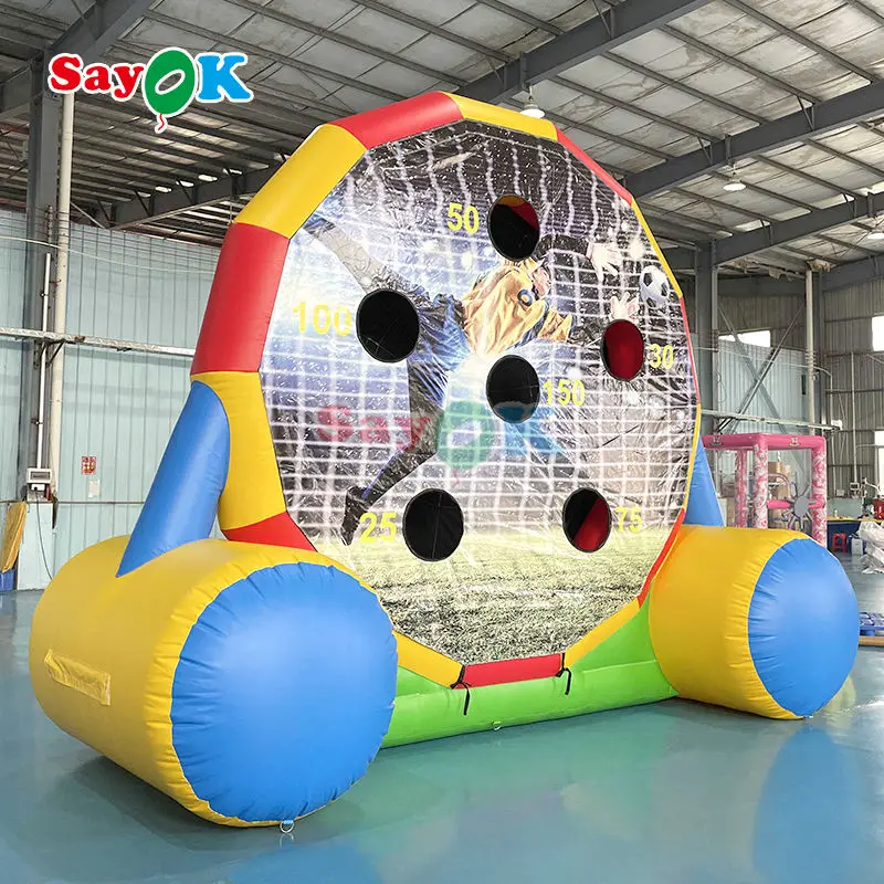 

Outdoor Inflatable Sport Games Double Sides 4 mH Movable Blow-up Football Game Soccer Target Axe Throw Portable Shooting Target