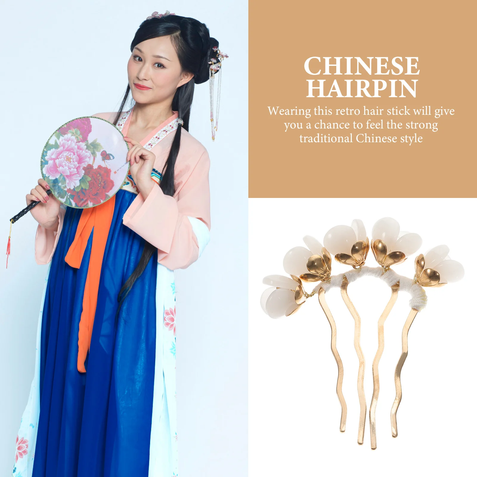 

Chinese Hair Stick Traditional Vintage Petal Design Women Hair Chopsticks Elegant Gift for Wedding Valentine