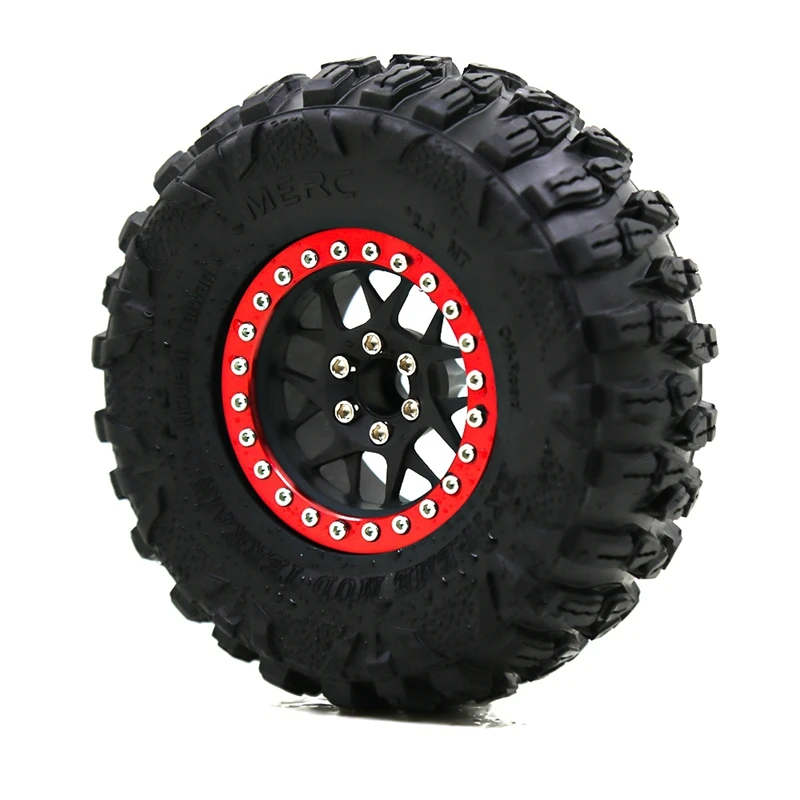 4Pcs Metal 2.2 Beadlock Wheel Rim Tires Set For 1/10 RC Crawler Car Axial SCX10 RR10 Wraith 90048 YETI Traxxas TRX-4