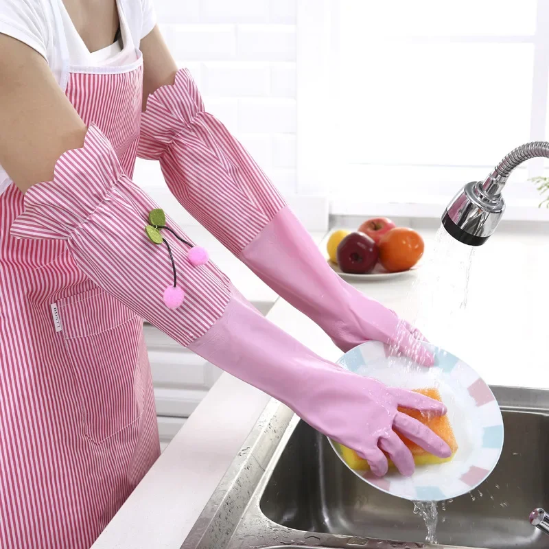 Ruffled Creative Grape Grain Rubber Gloves Elastic Fleece Lining Waterproof Stain Resistant Durable Protective Gloves