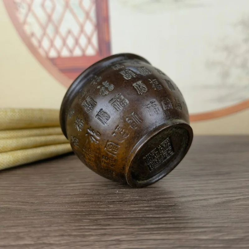 Antique Copper Incenso Queimador Peças De Mão, Latão Baifu Jar Artesanato Decoração, Sala De Estar E Decorações De Escritório