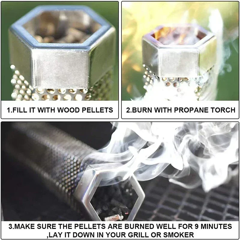 Pellet Smoker Tube, 6/12 Inch Stainless Steel Wood Pellets Smoke Generator for Hot or Cold Smoking Work with BBQ Grill Smokers