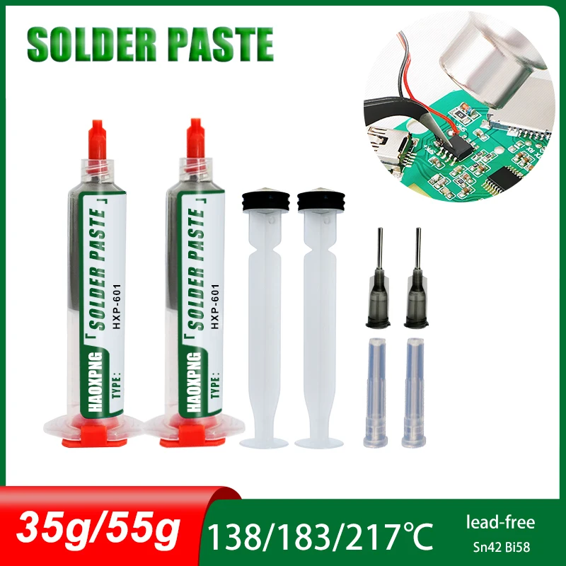 Lead-free Syringe Solder Paste Low High Temperature Flux For Soldering Led Sn42bi58  Smd Repair Tin Paste