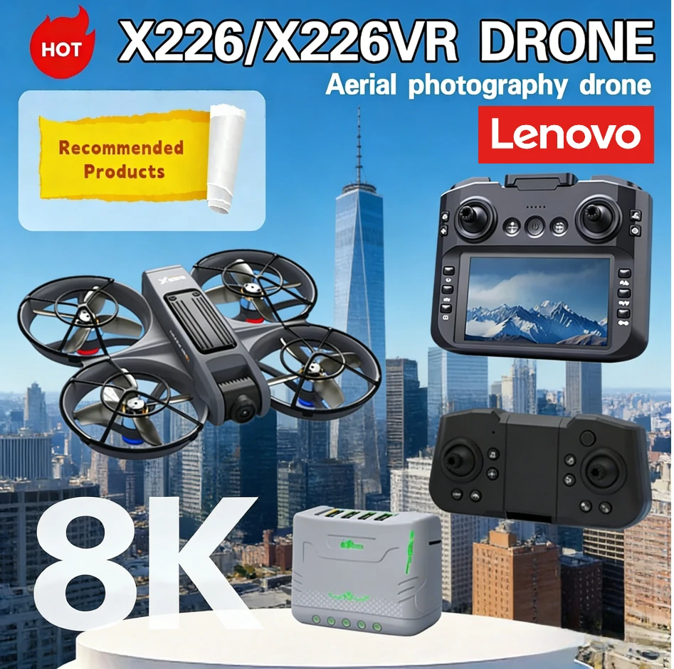 

Дрон Lenovo X226/X226VR 8K профессиональный радиоуправляемый вертолет-самолет с экраном, квадрокоптер, игрушка-подарок для детей