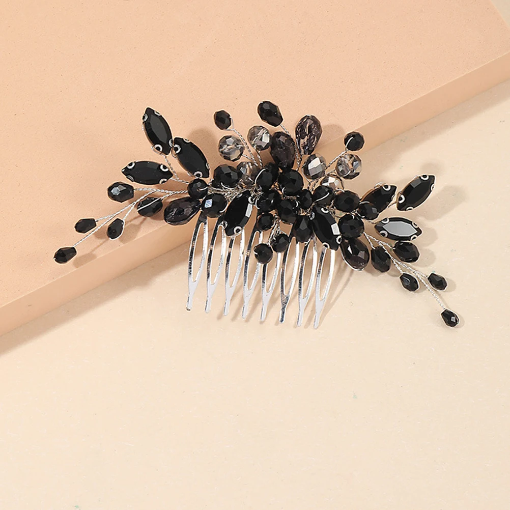 

Black Crystal Rhinestone Hair Comb Bridal Wedding Accessories Women Decorative Side Comb For Party Event Gift Bride Styling Tool