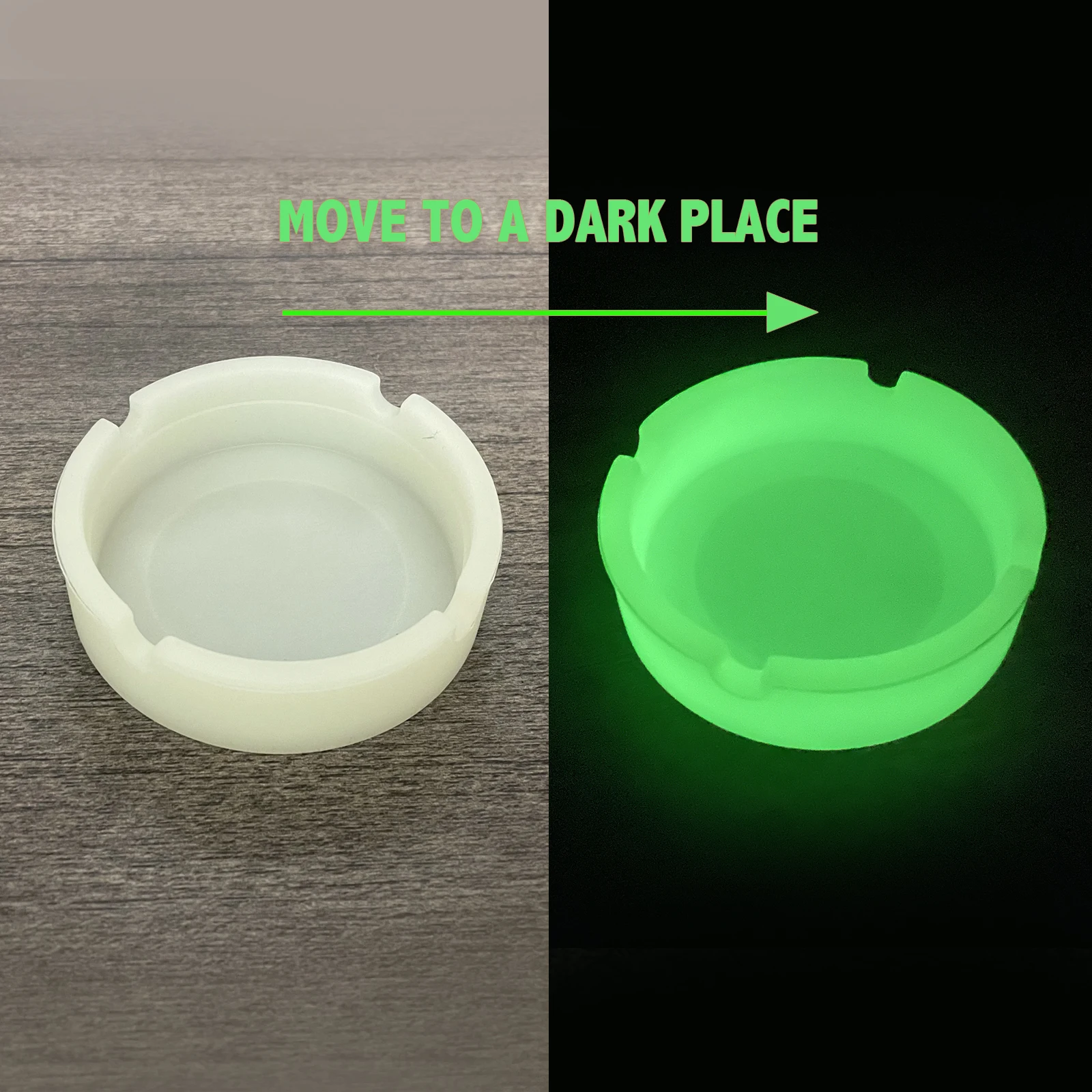 Luminous Silicone Gel Ashtray Light Circular Ashtray Fluorescent Smoke Convenient Cigarette Case Drop Creative Ashtrays