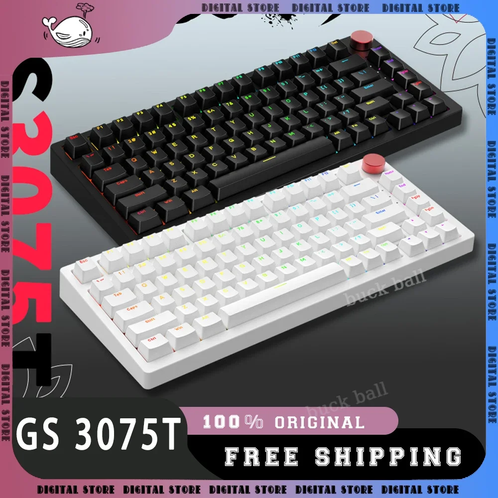 

GANSS GS 3075T Mechanical Keyboard 3mode 2.4G/USB/Bluetooth Wireless Keyboard Hot Swap RGB Light Esports Gamer Keyboards Gift