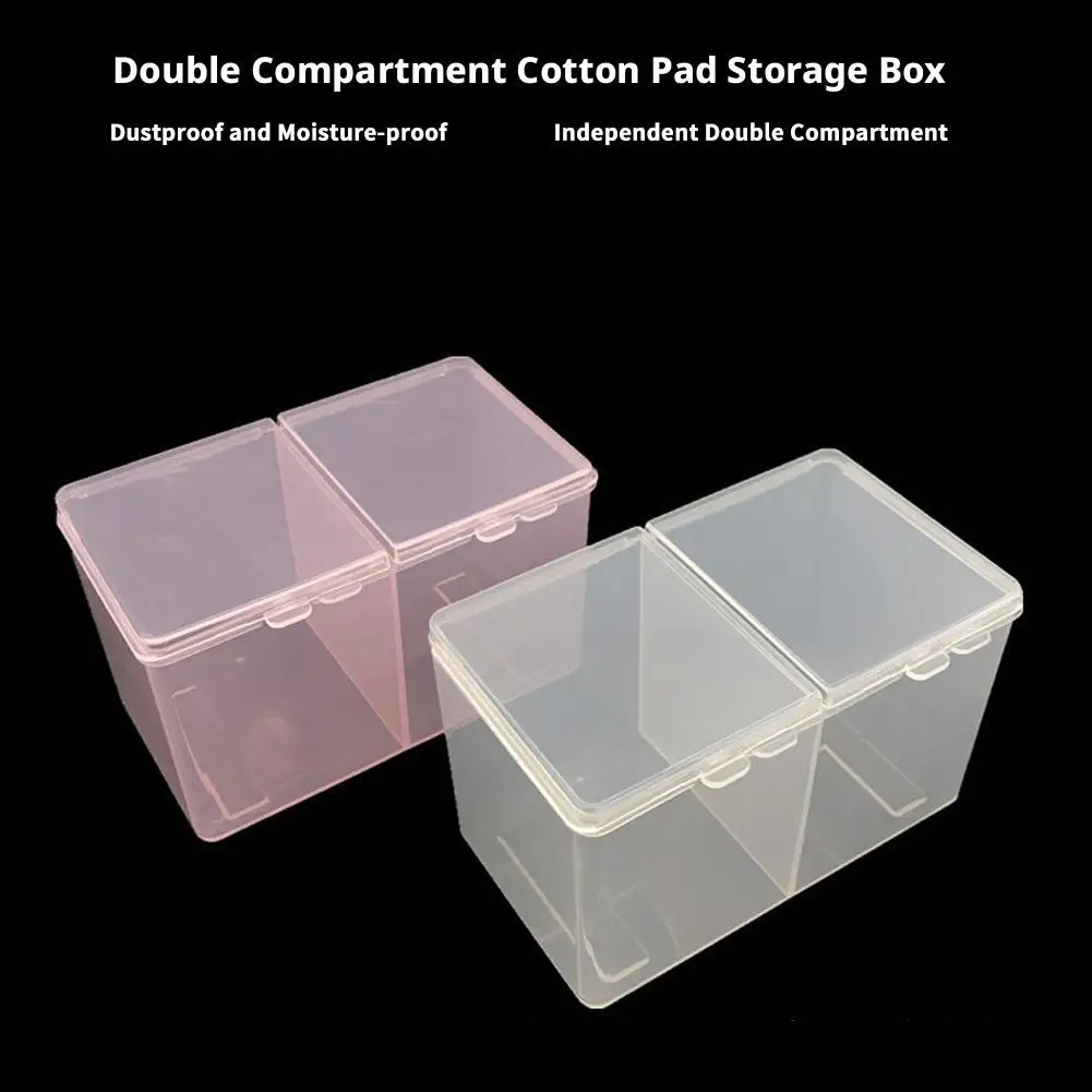 1/2 Clear Makeup Storage Box With Lid, 2-grid Dustproof Storage Box For Skincare Makeup And Sundries, Countertop & Vanity Storag