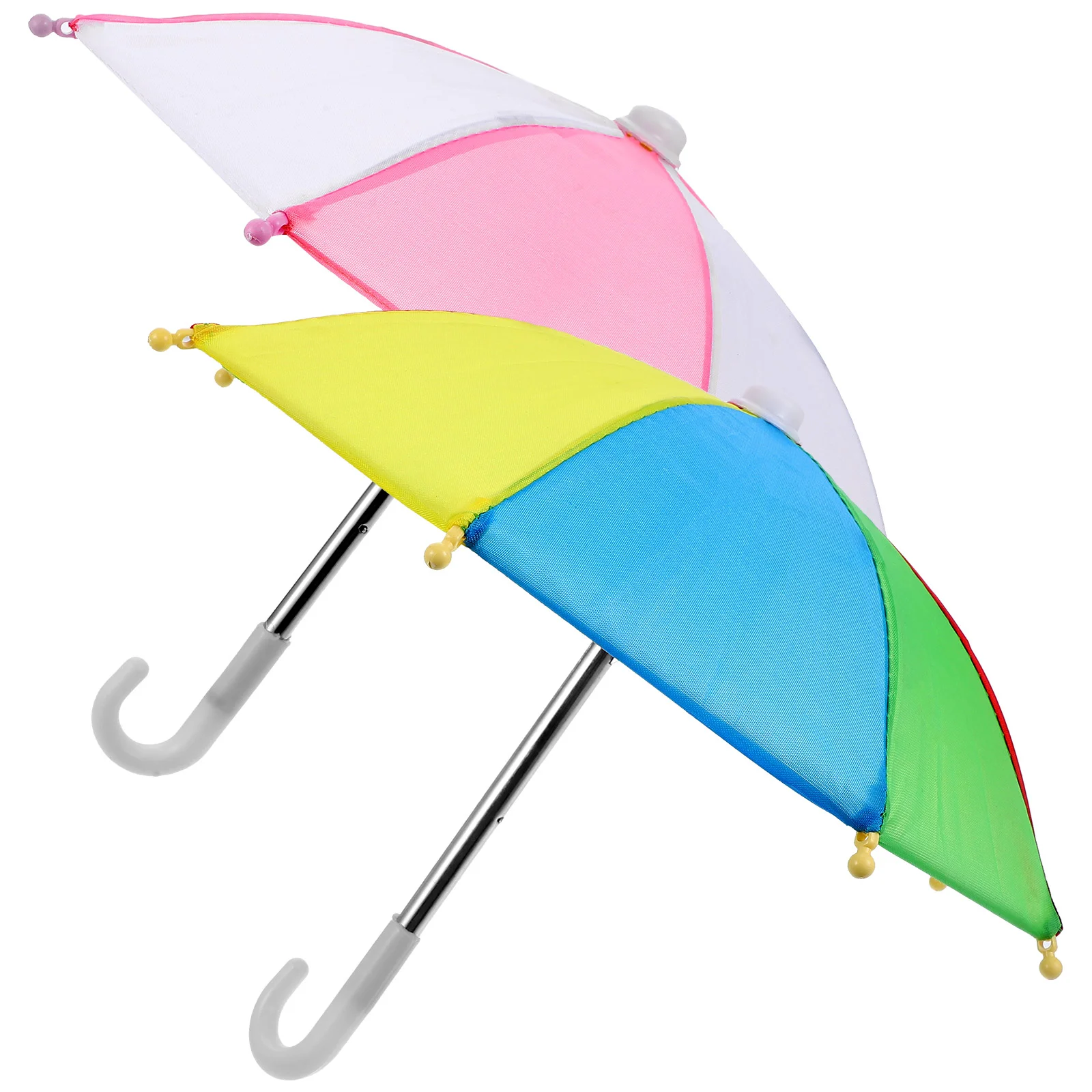 2 Pcs Children Umbrella Toy Micro Landscape Decoration Kids Mini Car Parasol Metal Model for