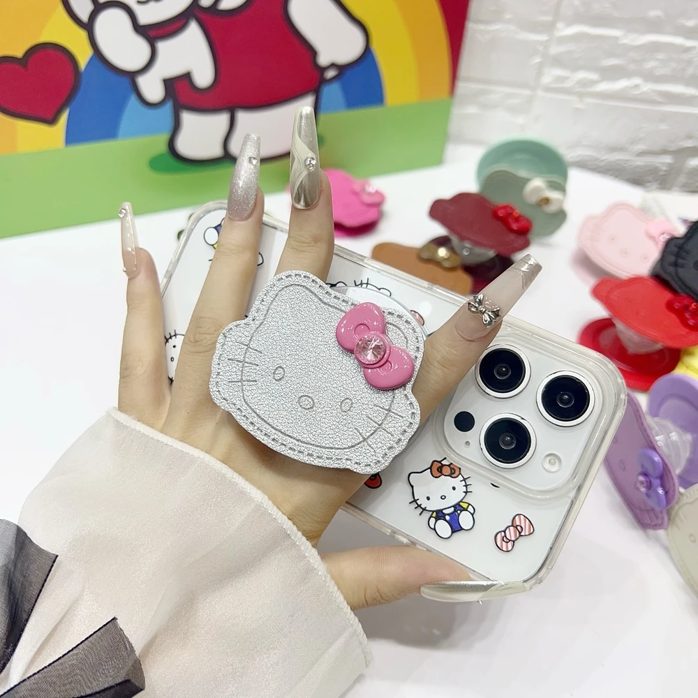 

3D Cute Sanrio Hello Kitty Bow For Magsafe Magnetic Phone Griptok Grip Tok Stand For iPhone Foldable Wireless Charging Holder