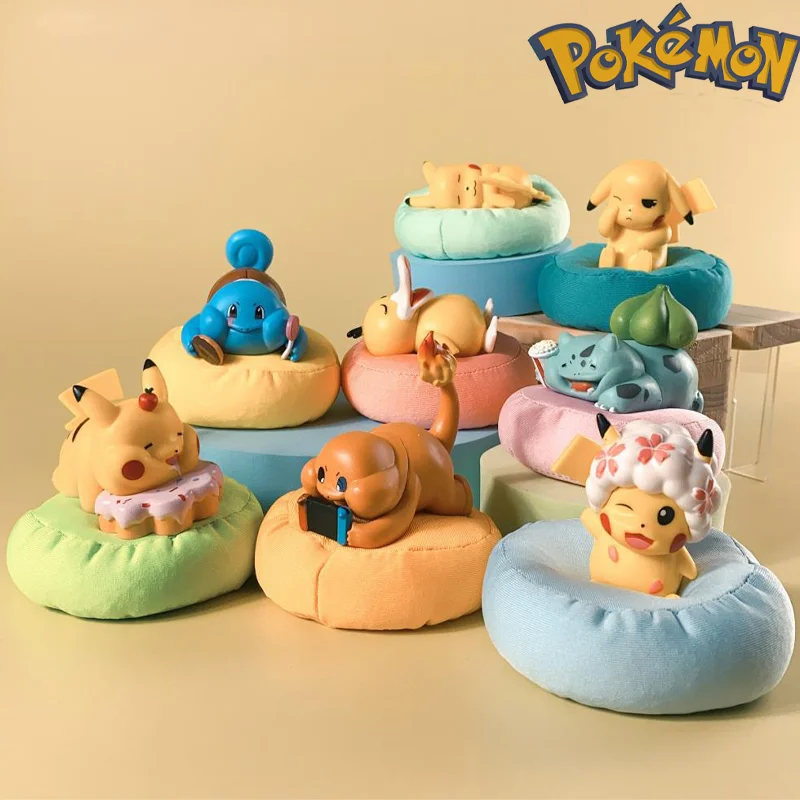 sleeping-pokemon-figure-pikachu-bulbasaur-snorlax-squirtle-cute-sleeping-model-anime-collectible-gift-for-fans-decor