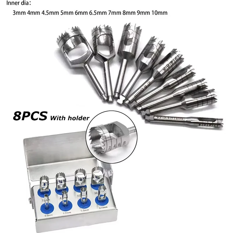 

Dental Surgical Trephine Drill Set High-Speed Professional Kit with Bur Holder & Adapter for Implantology Tools