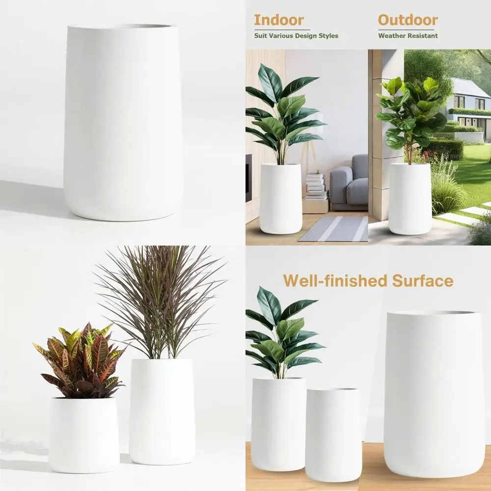 

Large Conical Fiberstone Planter 14.7 x 14.7 x 23.1, Wide Pot Opening, Drainage Hole, Suitable for Indoor and Outdoor, Durable f