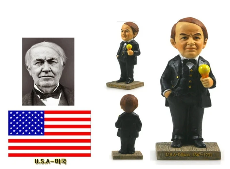 American Thomas Edison Resin Crafts World Celebrity Statue Tourism Souvenir Gifts Collection Home Decortion