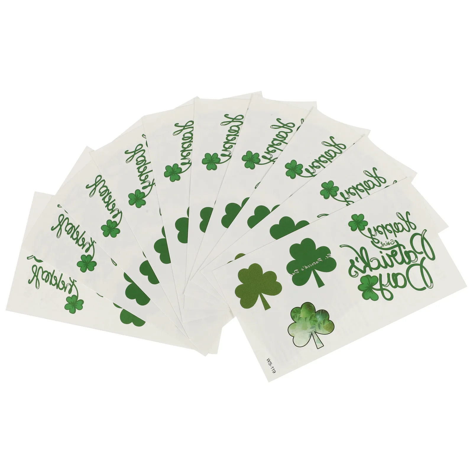 

10 листов временных наклеек, водонепроницаемые детские наклейки с узорами в виде четырехлистного клевера, нетоксичные татуировки для тела, аксессуары для косплея