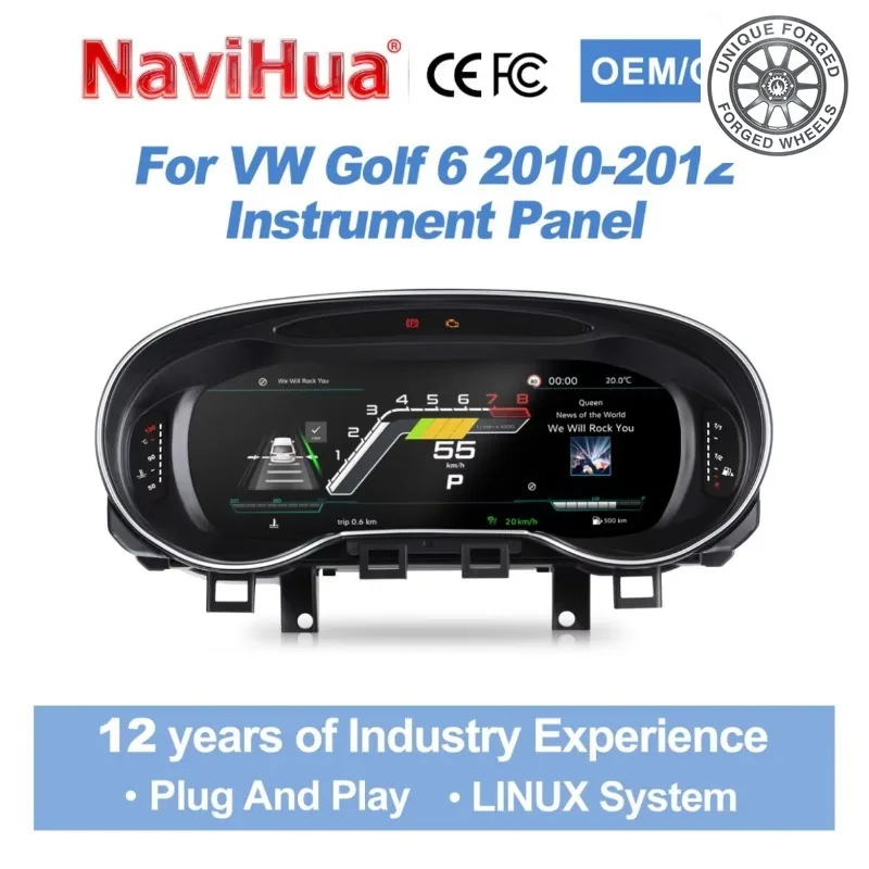 26 Style For Volkswagen VW Golf 6 2010-2012 Car Upgrade Linux System Auto Speedometer LCD Instrument Car Digital Cluster Cockpi