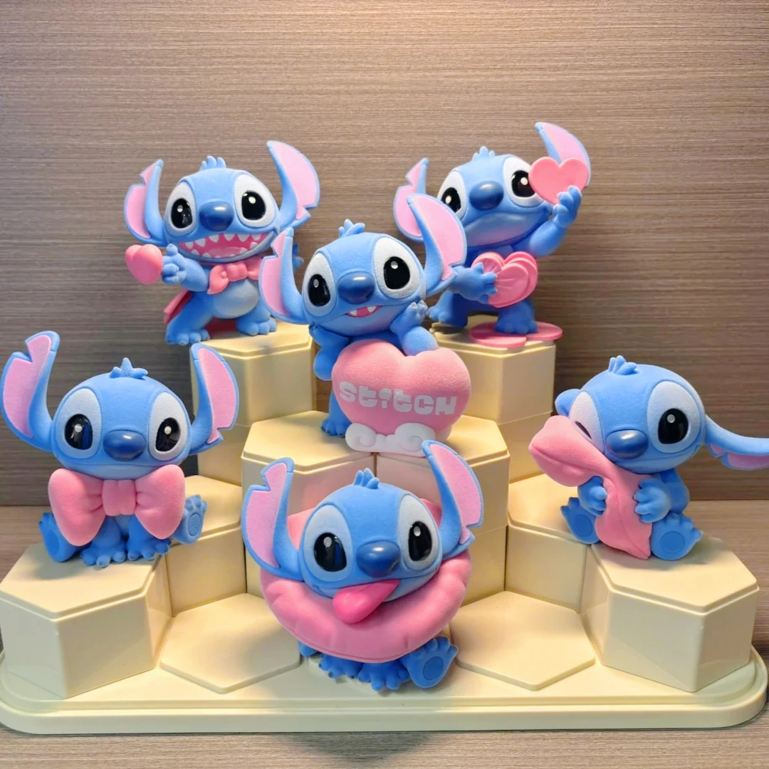 

Disney Stitch Sweet Pink Series Blind Box Flocking Doll Cute Stitch Action Figure Mystery Box Surprise Collectible Toy Girl Gift