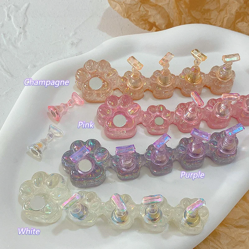 

1set Cat Claw Nail Display Stand Practice Base Nail Stand For Press On Nails Shiny Resin Showing Shelves Nail Display Tools