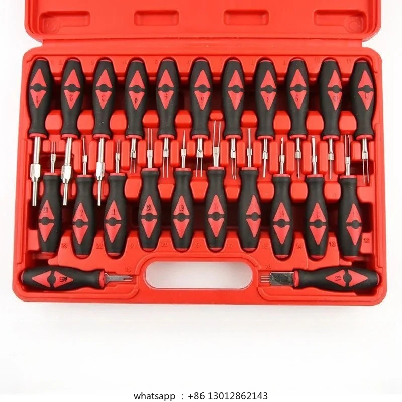 

Automotive wiring harness terminal disassembly tool, plug terminal ejector, navigation and audio unplugger