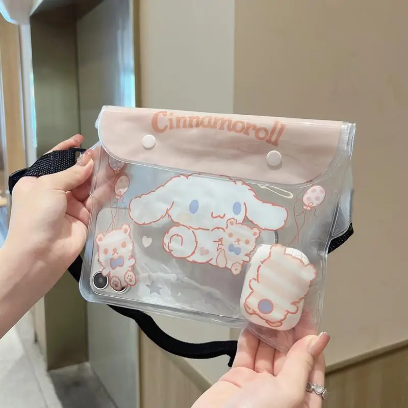 อะนิเมะกระเป๋าแม่ Sanrio สาวการ์ตูนโทรศัพท์มือถือขนาดใหญ่กระเป๋ากันน้ํา Cinnamoroll Kuromi กระเป๋าสะพายว่ายน้ําชายหาดกระเป๋า