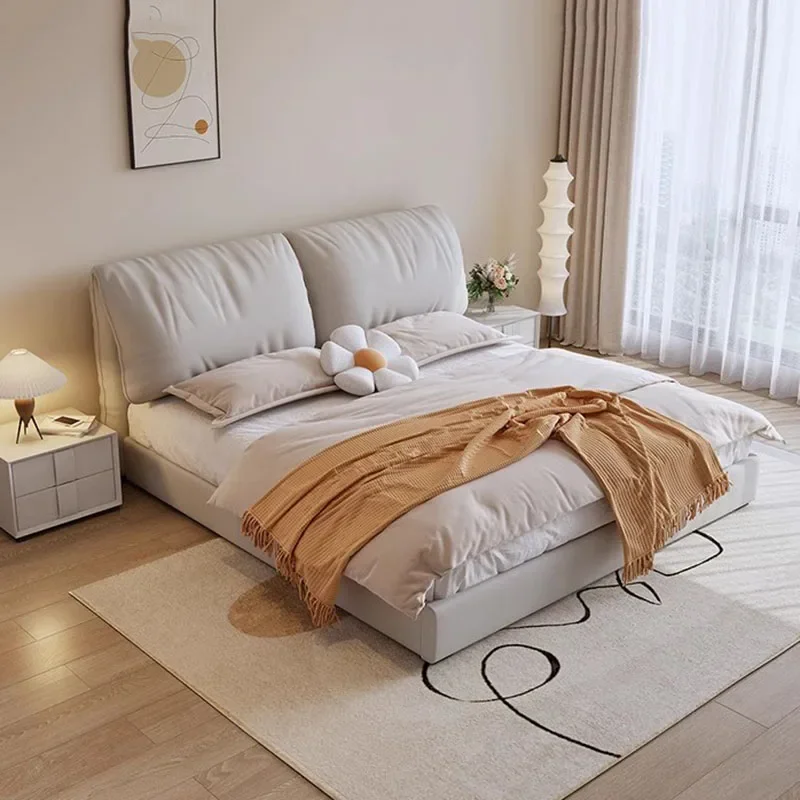 

Queen Size Marriage Bed Modern Multifonction Luxury Double Bed Grey Storage Wood Cama De Lujo Para Dormitorio Home Furniture