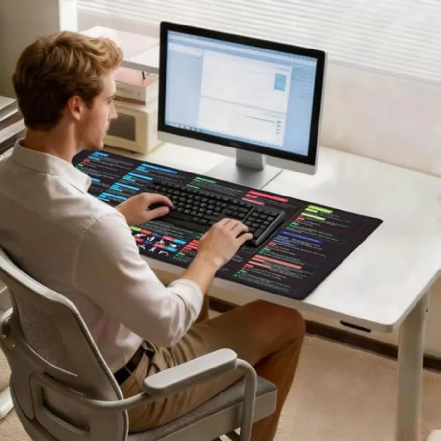 ChatGPT Prompt Cheat Sheet Desk Mat - 12x22 in Effective AI Prompts Quickstart Guide Mat for Keyboard and Mouse, ChatGPT and Co