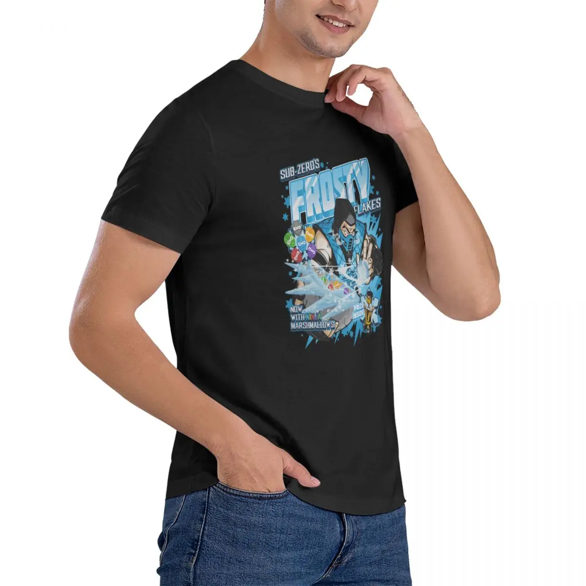 T Shirt Sub-Zero Frosty Flakes Cereal Mortal Kombat Print Casual Short Sleeve Tees Unisex Gothic T Shirt