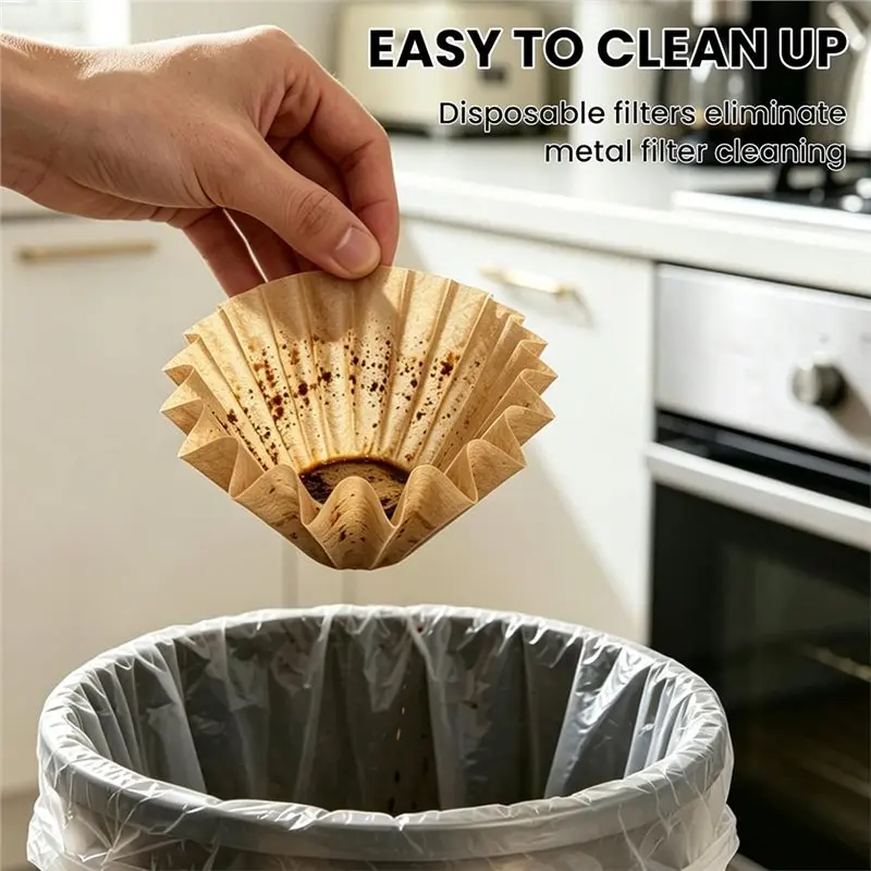 T21C Coffee Filters Bowl-Shaped, 200 Count-Piece-Count Natural Wood Pulp- Disposable For Home And Café Pour-Over Brewing