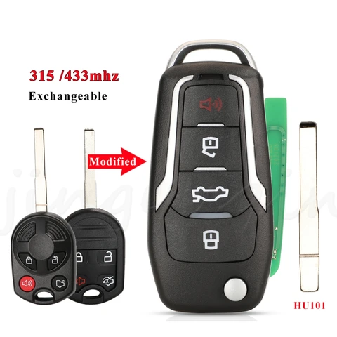 Jingyuqin 315/433 МГц 4D63 модифицированный дистанционный ключ для Ford Escape Focus C-Max Transit F250 F350 F450 F550 OUCD 6...