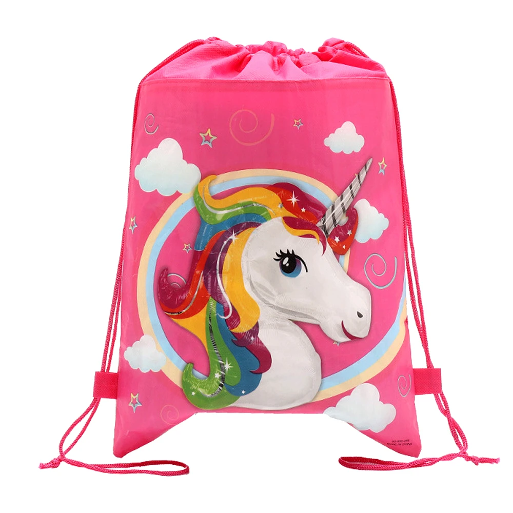 Unicorn Theme 1pcs/lot Mochila Non-woven Fabrics Drawstring Birthday Party Kids Girls Favors Gifts Bags Decorate Backpack