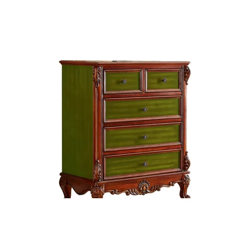 American country chest of drawers solid wood, bedroom furniture carved bucket cabinet large capacity, storage lockers six chest