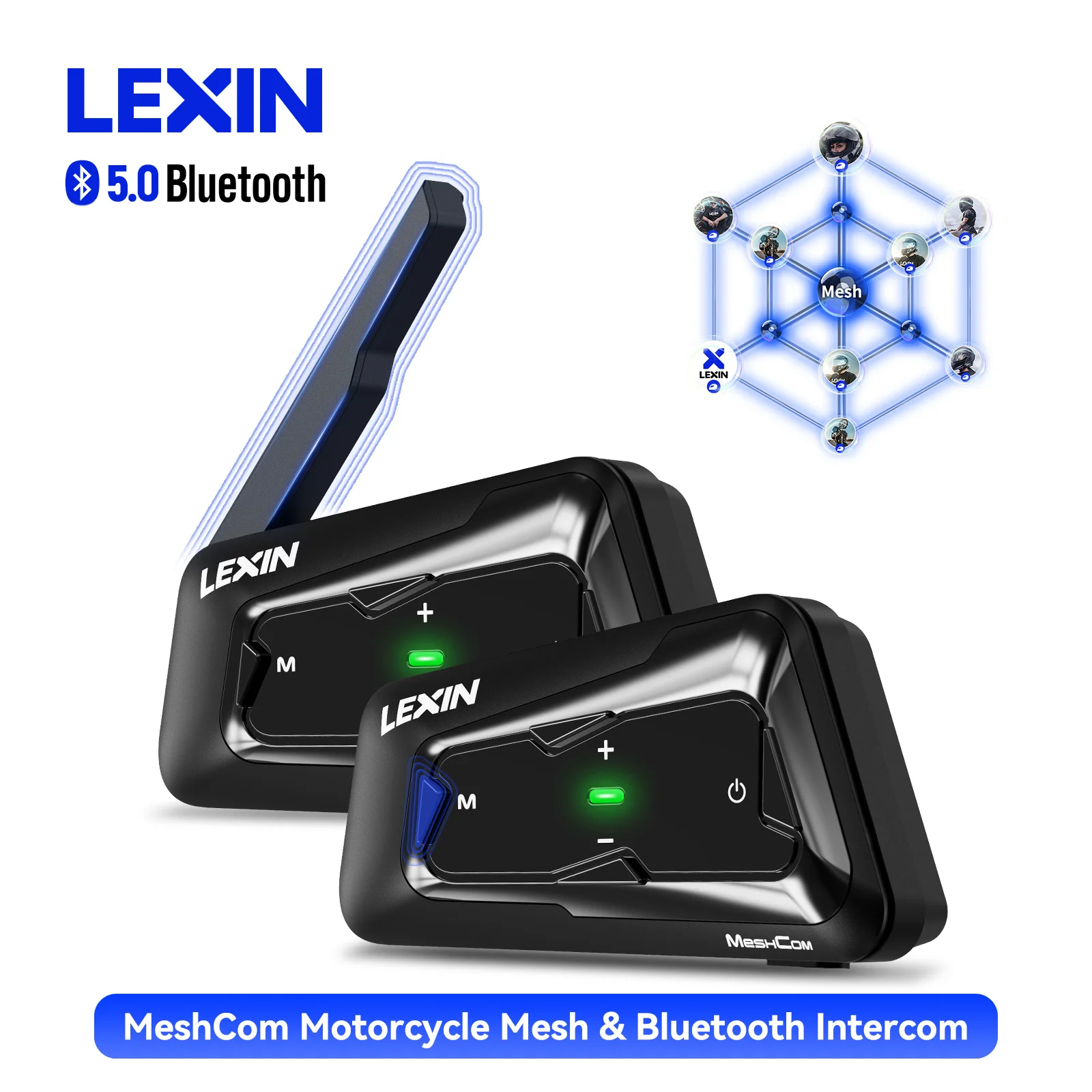 LEXIN-MTX Motorcycle MESH&Bluetooth Headset Intercom ,With Mesh Communication System, Parallel Audio- Intercom,24 Riders