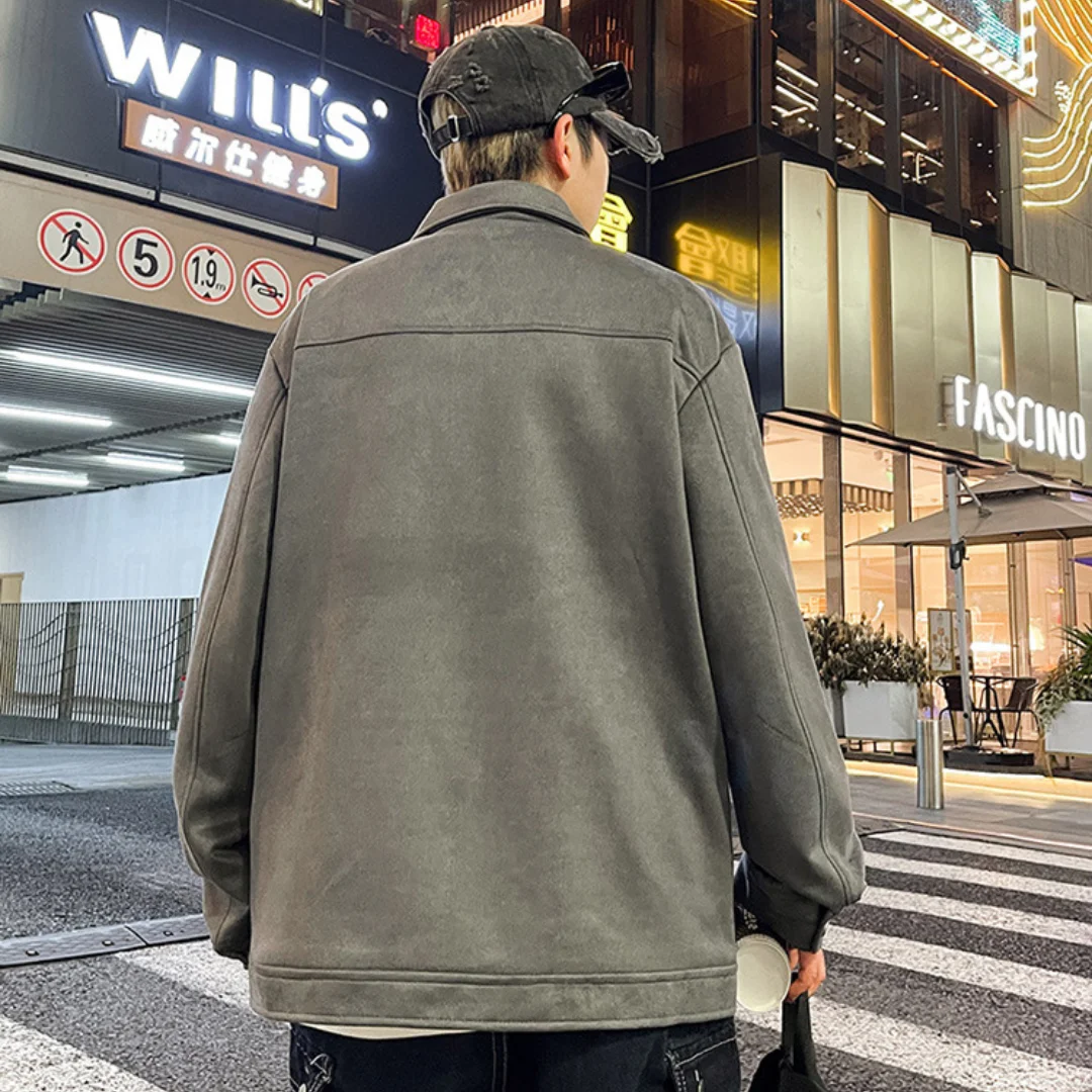 [8XLPlus Size] Suede  Jacket Men's Autumn And Winter New Casual Jacket Youth Handsome Top