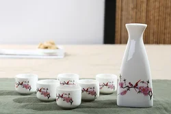 7Pcs Ceramic Wine Set Liquor Cup Baijiu Family Wine Dispenser Rice Drink Sake Pot Small Wine Cups Set Gift