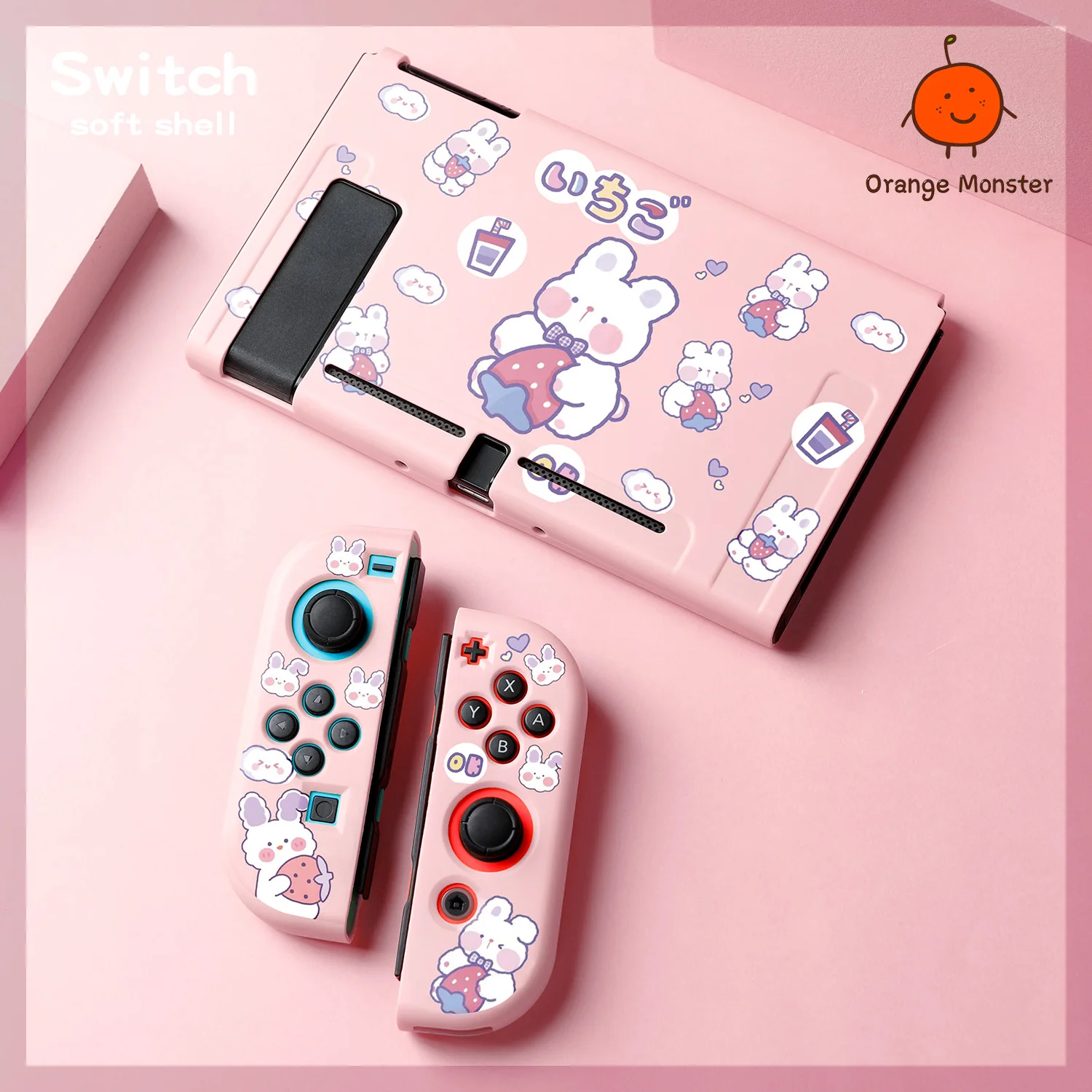 Cute Cartoon Rabbit Kawaii Soft Protective Cover For Nintendo Switch/Oled/Lite Decorative TPU Anti-drop Anti-slid Case