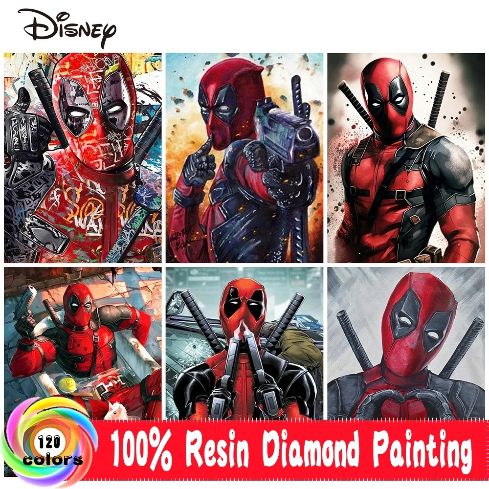 Disney Deadpool  Mosaic Bad Character PictureVelvet Canvas 120 Color Diamond Painting New Arrival Embroidery Cartoon Handicraft