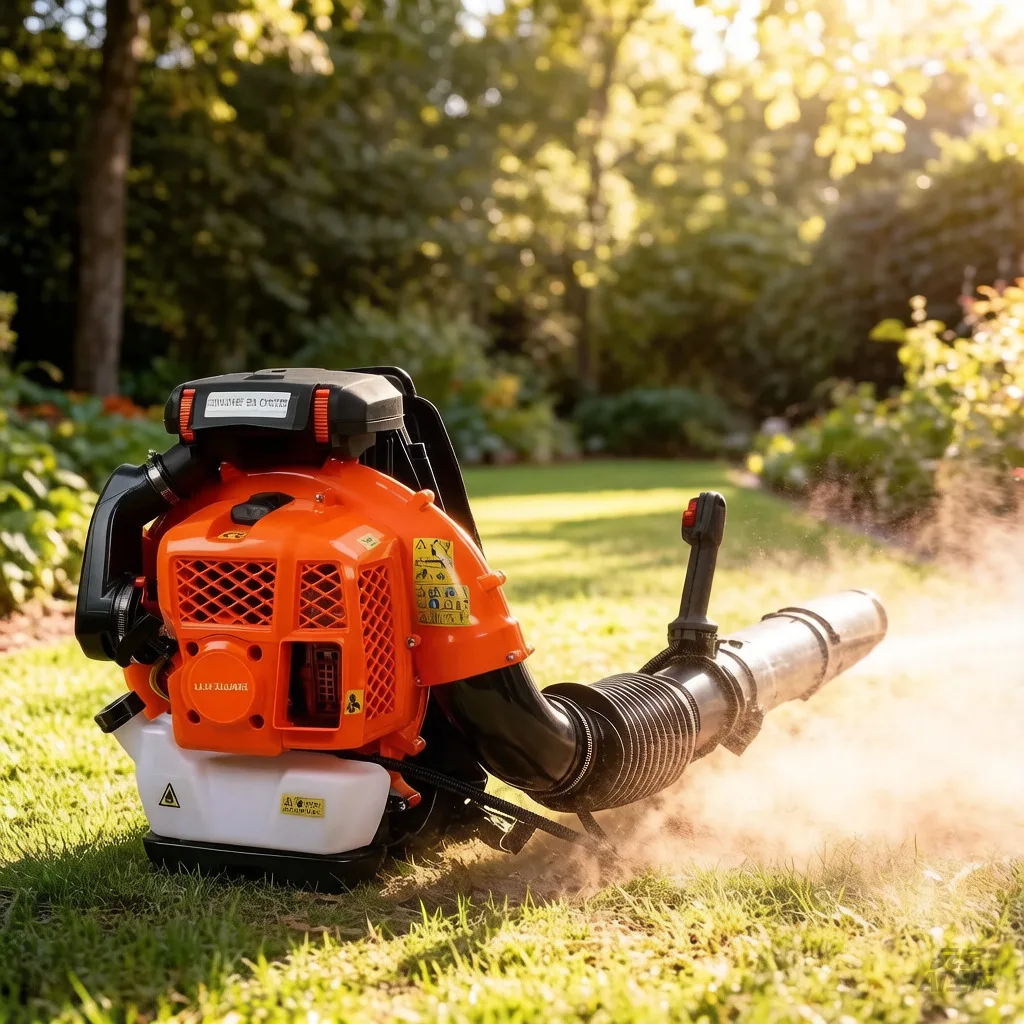 

﻿ Leaf Blower 80CC Backpack Gas Leaf Blower Up to 900CFM Powerful for Yard Dust Debris Orange 2-Stroke Petrol Garden Snow Blower