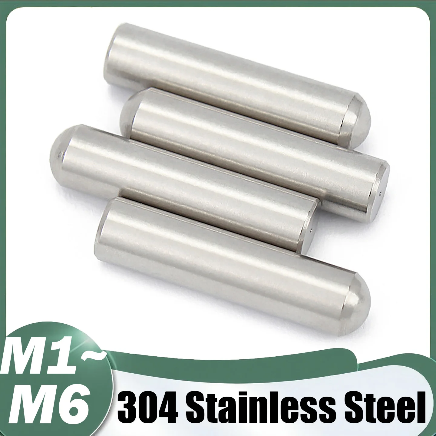 304 Stainless Steel Solid Round Head Cylindrical Pin Locating Dowel M1 M1.5 M1.8 M2 M2.5 M2.8 M3 M3.5 M4 M5 M6