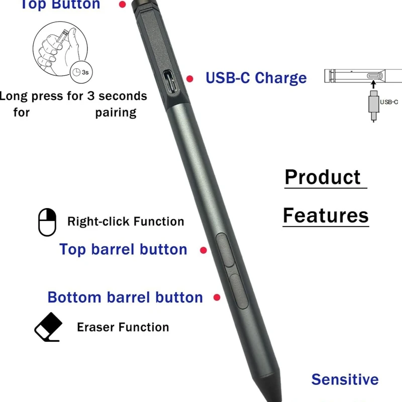 

High Accuracy Digital Pen for 520 530 720 Tablets 4096 Pressure Sensitivity Control Comfort Grips Portable F19E
