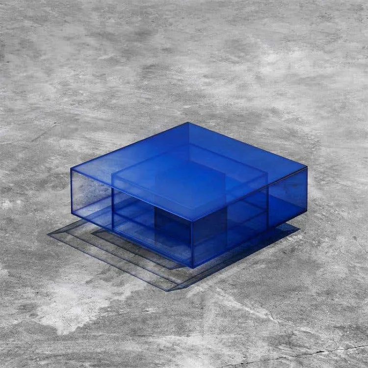 Postmodern fashion gradual change acrylic blue coffee table creative geometric transparent coffee table villa model room