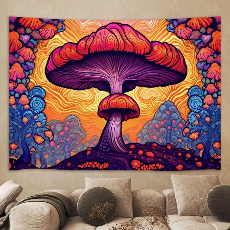 VIKAMA Trippy Swirl Mushroom Tapestry Psychedelic Starry Night Style Wall Hanging for Boho Bedroom Living Room Home Decor