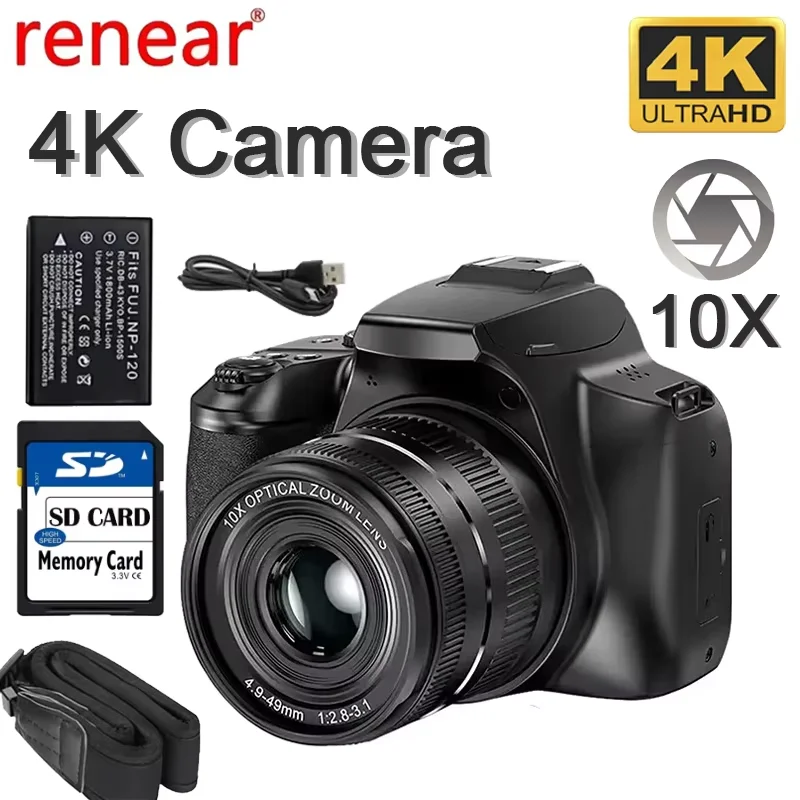 4K Digital Camera 64MP 10X Optical Zoom Youtuber Camera Auto Focus Camera For Tiktok INS Live Broadcast Professional Photography