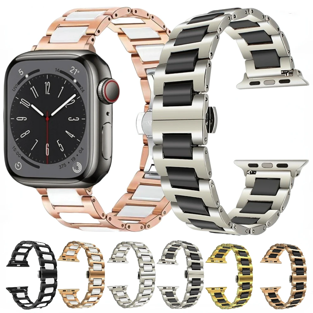 

Ceramic Strap for Apple Watch Band 49mm 45mm 44mm 42mm Series 38mm 40mm 41mm Watchbands for iWatch Ultra 9 8 7 6 5 4 3 SE Strap