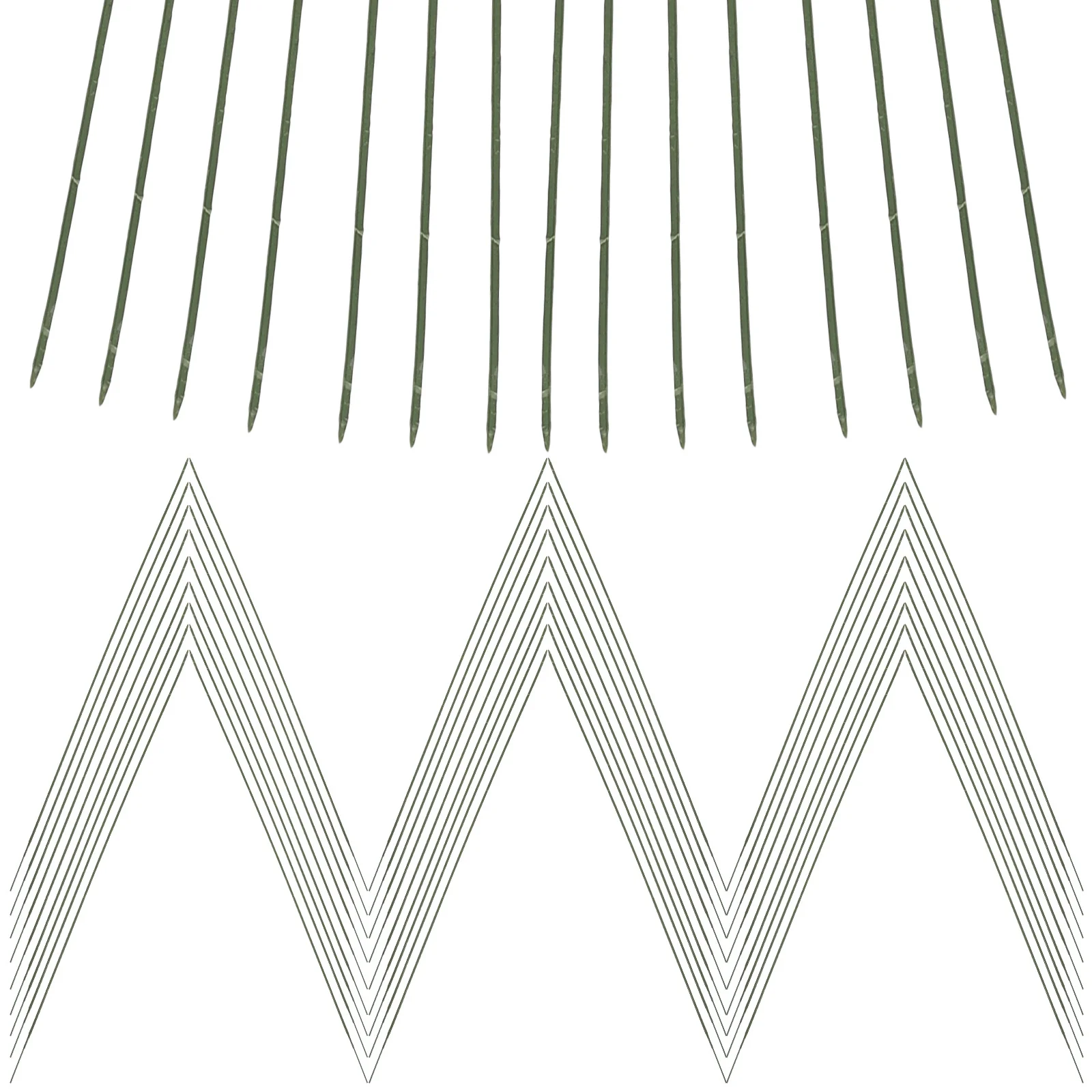 100本 グリーンフローラルロッド 軽量アイアンフラワーステム 結婚式 パーティー ガーデン DIYブーケアレンジメントサポート デコレーションステム